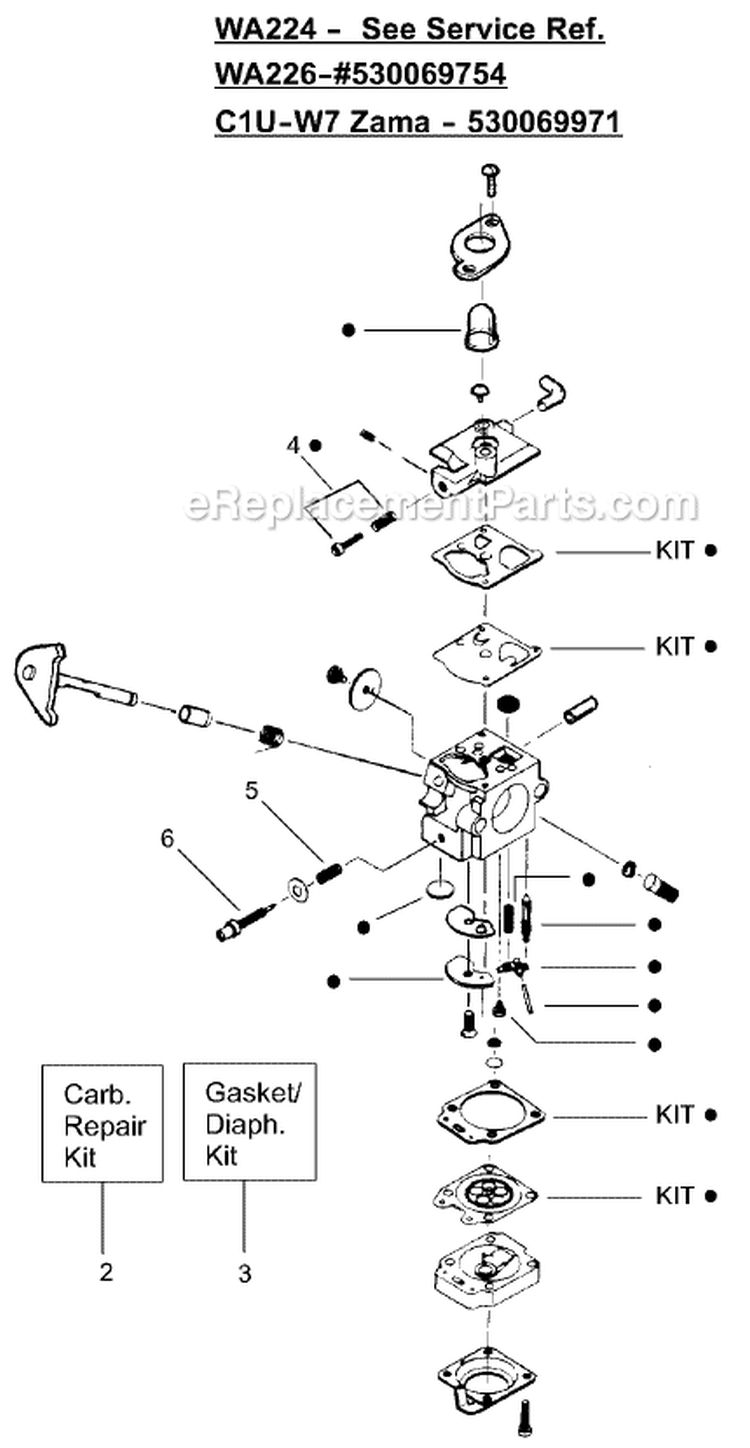 Page C Diagram and Parts List for XT25  Weed Eater Trimmer
